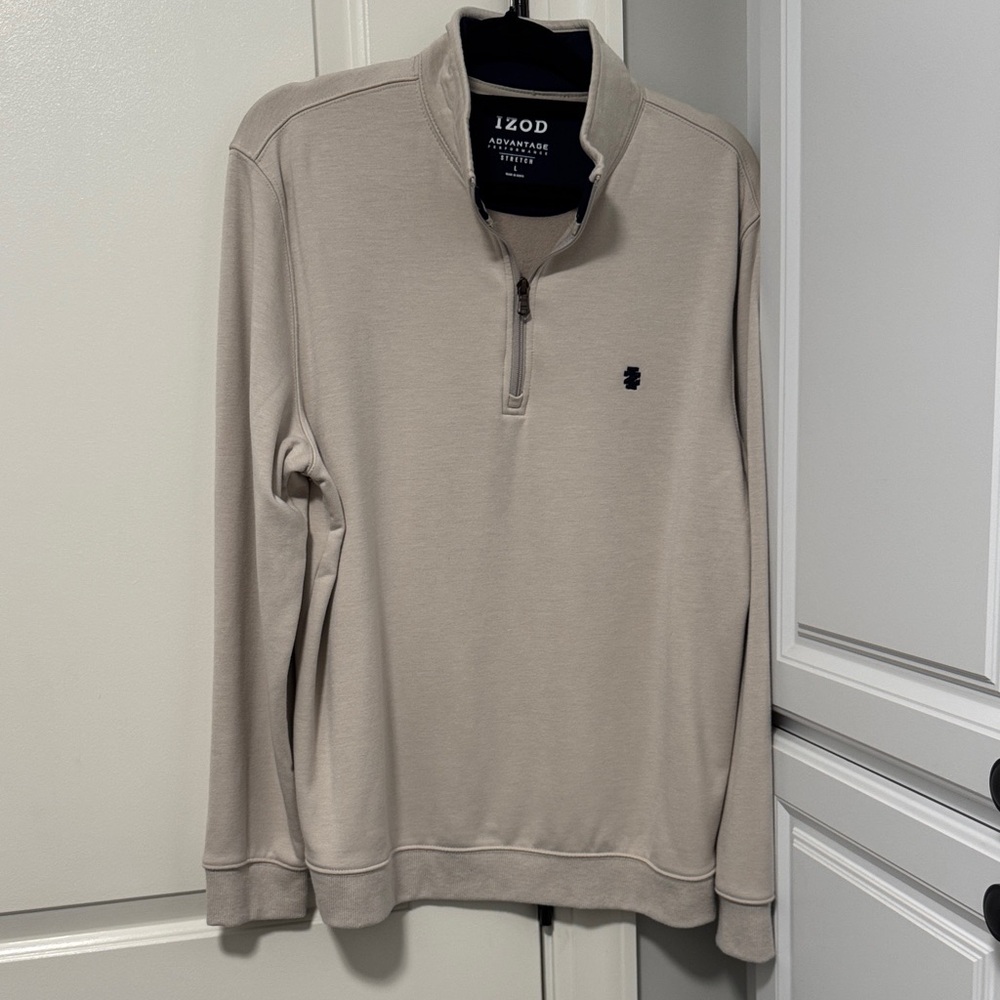 IZOD Men's Light Tan Zip-Up Sweater